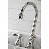 Heirloom KS2986BAL Two-Handle 3-Hole Deck Mount Widespread Bathroom Faucet with Brass Pop-Up, Polished Nickel