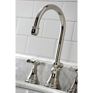 Essex KS2986BEX Two-Handle 3-Hole Deck Mount Widespread Bathroom Faucet with Brass Pop-Up, Polished Nickel