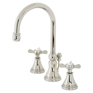 Essex KS2986BEX Two-Handle 3-Hole Deck Mount Widespread Bathroom Faucet with Brass Pop-Up, Polished Nickel
