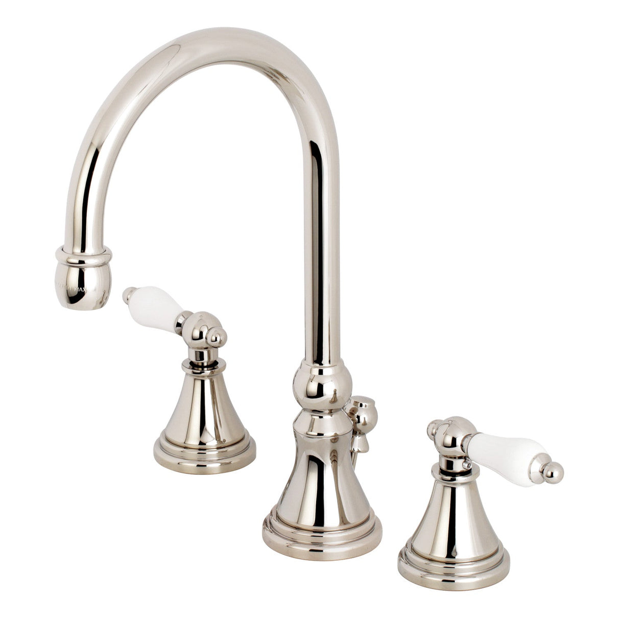 Governor KS2986PL Two-Handle 3-Hole Deck Mount Widespread Bathroom Faucet with Brass Pop-Up, Polished Nickel