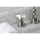 Governor KS2986PX Two-Handle 3-Hole Deck Mount Widespread Bathroom Faucet with Brass Pop-Up, Polished Nickel
