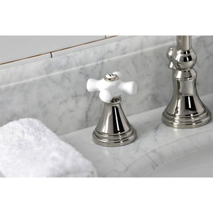 Governor KS2986PX Two-Handle 3-Hole Deck Mount Widespread Bathroom Faucet with Brass Pop-Up, Polished Nickel