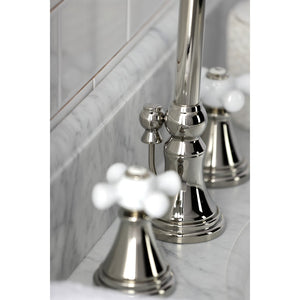 Governor KS2986PX Two-Handle 3-Hole Deck Mount Widespread Bathroom Faucet with Brass Pop-Up, Polished Nickel