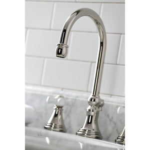 Governor KS2986PX Two-Handle 3-Hole Deck Mount Widespread Bathroom Faucet with Brass Pop-Up, Polished Nickel