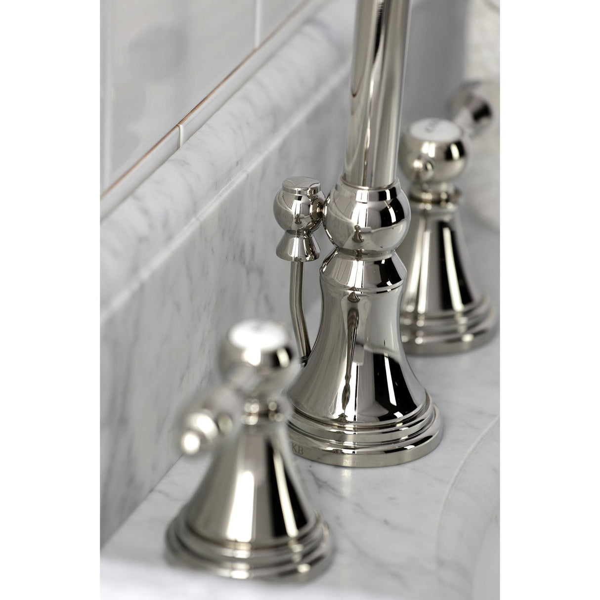 Tudor KS2986TAL Two-Handle 3-Hole Deck Mount Widespread Bathroom Faucet with Brass Pop-Up, Polished Nickel