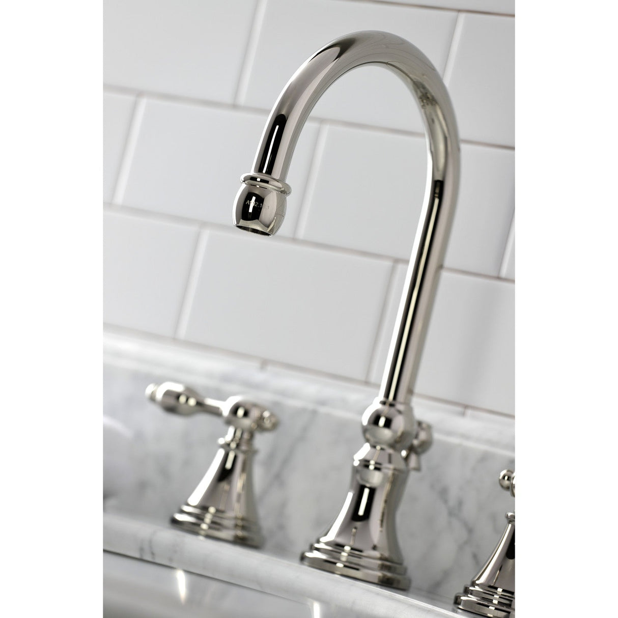 Tudor KS2986TAL Two-Handle 3-Hole Deck Mount Widespread Bathroom Faucet with Brass Pop-Up, Polished Nickel