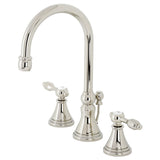 Tudor KS2986TAL Two-Handle 3-Hole Deck Mount Widespread Bathroom Faucet with Brass Pop-Up, Polished Nickel