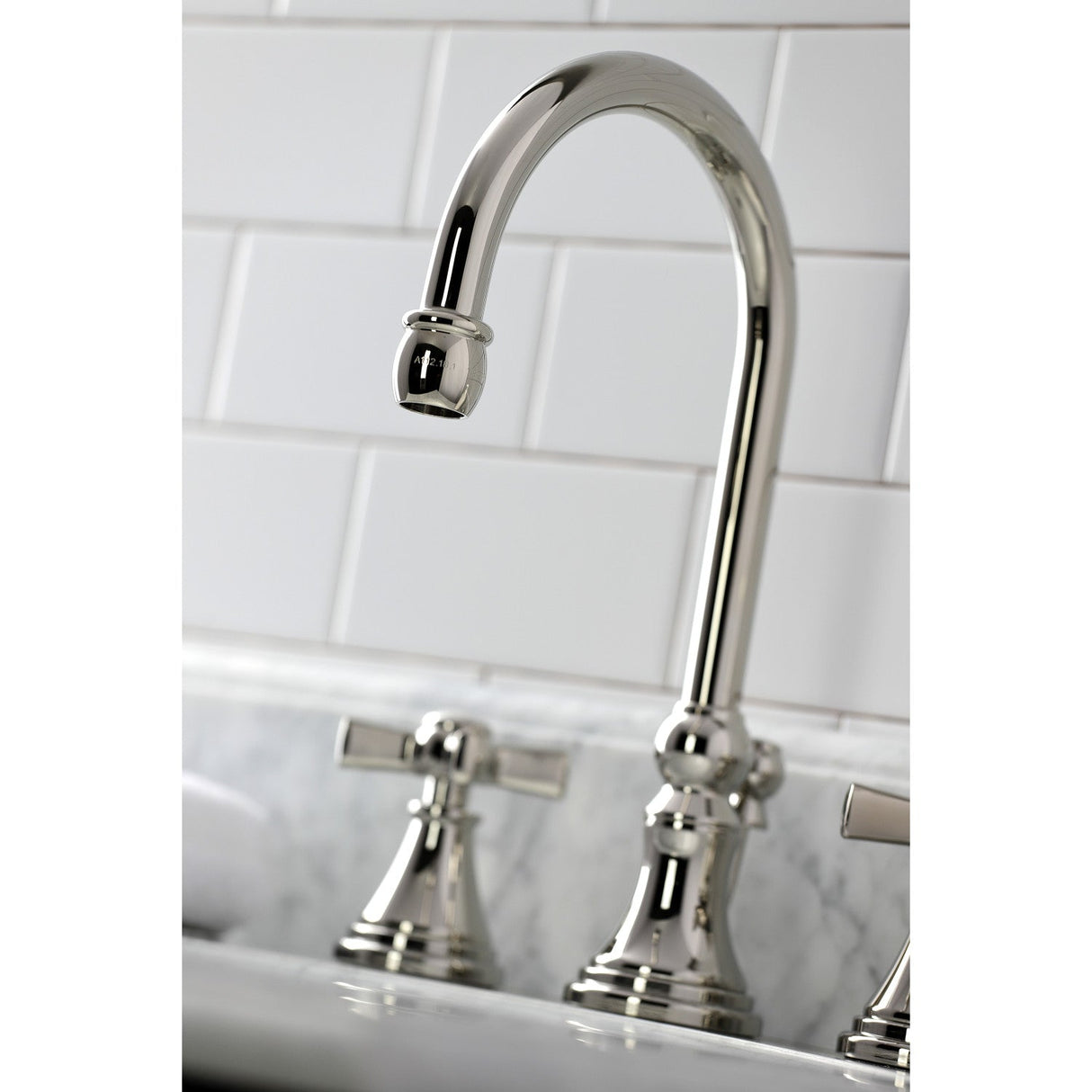 Millennium KS2986ZX Two-Handle 3-Hole Deck Mount Widespread Bathroom Faucet with Brass Pop-Up, Polished Nickel