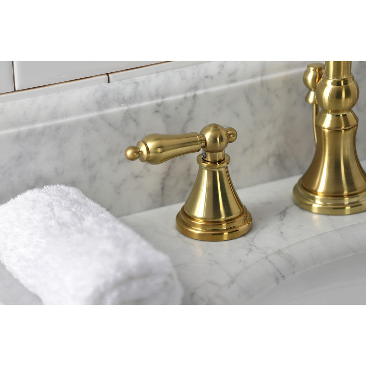 Governor KS2987AL Two-Handle 3-Hole Deck Mount Widespread Bathroom Faucet with Brass Pop-Up, Brushed Brass