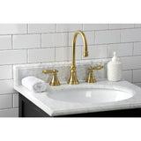 Governor KS2987AL Two-Handle 3-Hole Deck Mount Widespread Bathroom Faucet with Brass Pop-Up, Brushed Brass