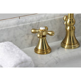 Governor KS2987AX Two-Handle 3-Hole Deck Mount Widespread Bathroom Faucet with Brass Pop-Up, Brushed Brass