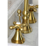 Governor KS2987AX Two-Handle 3-Hole Deck Mount Widespread Bathroom Faucet with Brass Pop-Up, Brushed Brass