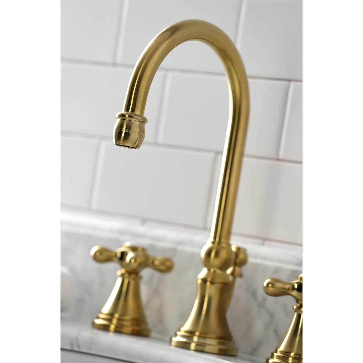 Governor KS2987AX Two-Handle 3-Hole Deck Mount Widespread Bathroom Faucet with Brass Pop-Up, Brushed Brass