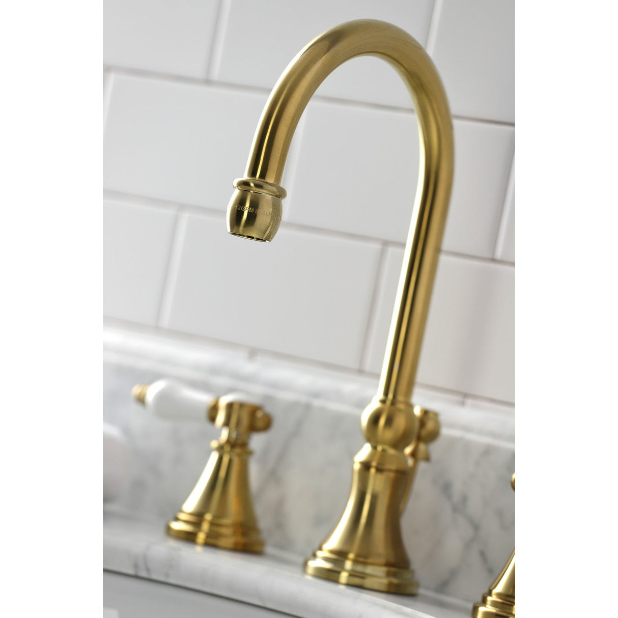 Bel-Air KS2987BPL Two-Handle 3-Hole Deck Mount Widespread Bathroom Faucet with Brass Pop-Up, Brushed Brass