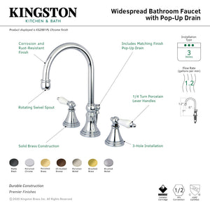 Governor KS2987PL Two-Handle 3-Hole Deck Mount Widespread Bathroom Faucet with Brass Pop-Up, Brushed Brass