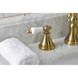Governor KS2987PL Two-Handle 3-Hole Deck Mount Widespread Bathroom Faucet with Brass Pop-Up, Brushed Brass