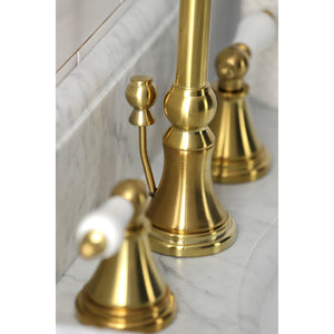Governor KS2987PL Two-Handle 3-Hole Deck Mount Widespread Bathroom Faucet with Brass Pop-Up, Brushed Brass