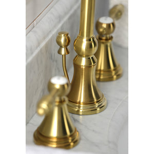 Tudor KS2987TAL Two-Handle 3-Hole Deck Mount Widespread Bathroom Faucet with Brass Pop-Up, Brushed Brass
