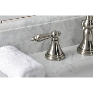 Governor KS2988AL Two-Handle 3-Hole Deck Mount Widespread Bathroom Faucet with Brass Pop-Up, Brushed Nickel