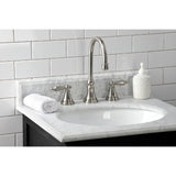 Governor KS2988AL Two-Handle 3-Hole Deck Mount Widespread Bathroom Faucet with Brass Pop-Up, Brushed Nickel