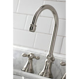 Governor KS2988AX Two-Handle 3-Hole Deck Mount Widespread Bathroom Faucet with Brass Pop-Up, Brushed Nickel