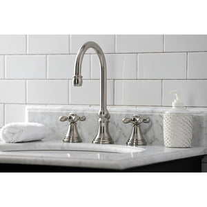 Governor KS2988AX Two-Handle 3-Hole Deck Mount Widespread Bathroom Faucet with Brass Pop-Up, Brushed Nickel