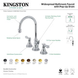 Heirloom KS2988BAL Two-Handle 3-Hole Deck Mount Widespread Bathroom Faucet with Brass Pop-Up, Brushed Nickel