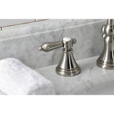 Heirloom KS2988BAL Two-Handle 3-Hole Deck Mount Widespread Bathroom Faucet with Brass Pop-Up, Brushed Nickel