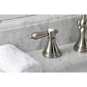 Heirloom KS2988BAL Two-Handle 3-Hole Deck Mount Widespread Bathroom Faucet with Brass Pop-Up, Brushed Nickel