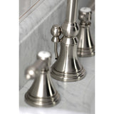 Heirloom KS2988BAL Two-Handle 3-Hole Deck Mount Widespread Bathroom Faucet with Brass Pop-Up, Brushed Nickel