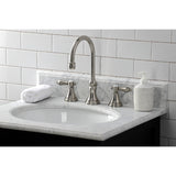 Heirloom KS2988BAL Two-Handle 3-Hole Deck Mount Widespread Bathroom Faucet with Brass Pop-Up, Brushed Nickel