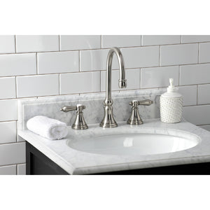 Heirloom KS2988BAL Two-Handle 3-Hole Deck Mount Widespread Bathroom Faucet with Brass Pop-Up, Brushed Nickel