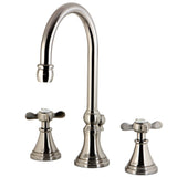 Essex KS2988BEX Two-Handle 3-Hole Deck Mount Widespread Bathroom Faucet with Brass Pop-Up, Brushed Nickel