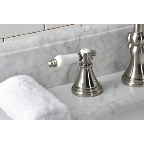 Bel-Air KS2988BPL Two-Handle 3-Hole Deck Mount Widespread Bathroom Faucet with Brass Pop-Up, Brushed Nickel