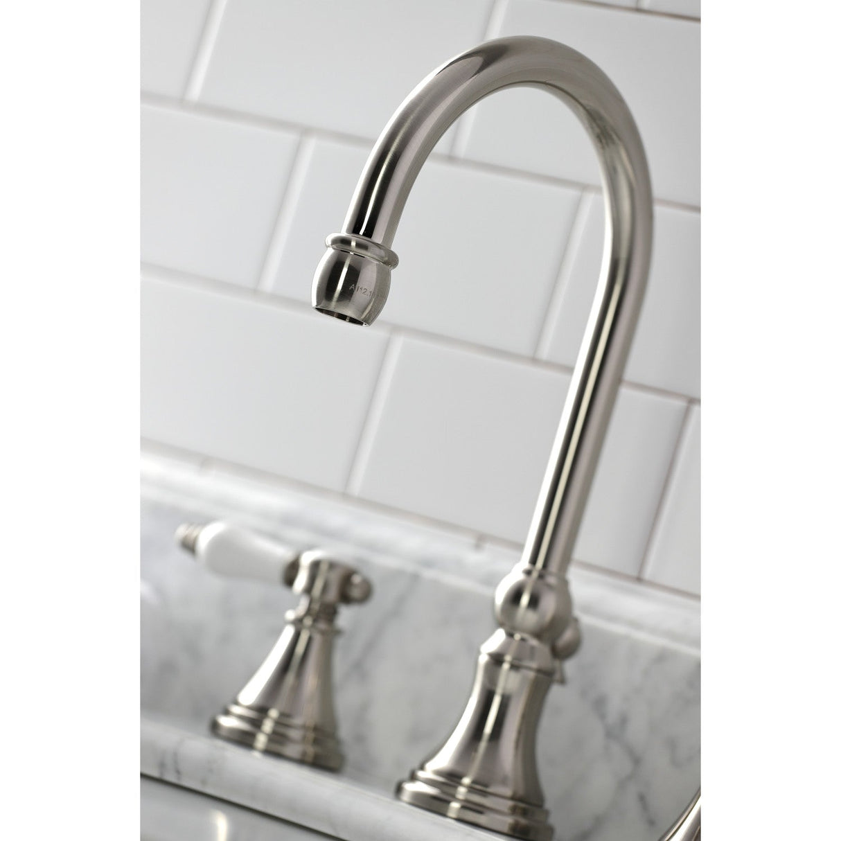 Bel-Air KS2988BPL Two-Handle 3-Hole Deck Mount Widespread Bathroom Faucet with Brass Pop-Up, Brushed Nickel