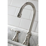 Bel-Air KS2988BPL Two-Handle 3-Hole Deck Mount Widespread Bathroom Faucet with Brass Pop-Up, Brushed Nickel