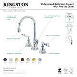 Century KS2988CFL Two-Handle 3-Hole Deck Mount Widespread Bathroom Faucet with Brass Pop-Up, Brushed Nickel