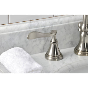 Century KS2988CFL Two-Handle 3-Hole Deck Mount Widespread Bathroom Faucet with Brass Pop-Up, Brushed Nickel