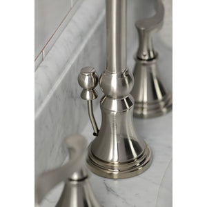 Century KS2988CFL Two-Handle 3-Hole Deck Mount Widespread Bathroom Faucet with Brass Pop-Up, Brushed Nickel