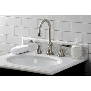 Century KS2988CFL Two-Handle 3-Hole Deck Mount Widespread Bathroom Faucet with Brass Pop-Up, Brushed Nickel