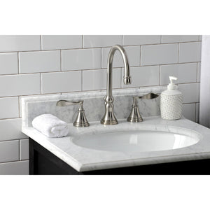 Century KS2988CFL Two-Handle 3-Hole Deck Mount Widespread Bathroom Faucet with Brass Pop-Up, Brushed Nickel