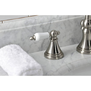 Governor KS2988PL Two-Handle 3-Hole Deck Mount Widespread Bathroom Faucet with Brass Pop-Up, Brushed Nickel