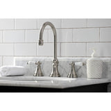 Governor KS2988PL Two-Handle 3-Hole Deck Mount Widespread Bathroom Faucet with Brass Pop-Up, Brushed Nickel