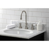 Governor KS2988PL Two-Handle 3-Hole Deck Mount Widespread Bathroom Faucet with Brass Pop-Up, Brushed Nickel
