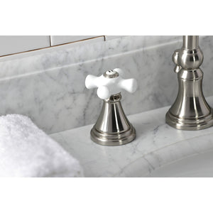 Governor KS2988PX Two-Handle 3-Hole Deck Mount Widespread Bathroom Faucet with Brass Pop-Up, Brushed Nickel