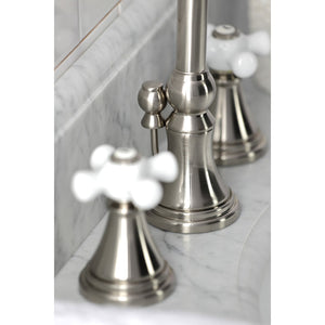 Governor KS2988PX Two-Handle 3-Hole Deck Mount Widespread Bathroom Faucet with Brass Pop-Up, Brushed Nickel