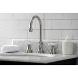 Governor KS2988PX Two-Handle 3-Hole Deck Mount Widespread Bathroom Faucet with Brass Pop-Up, Brushed Nickel