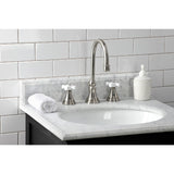 Governor KS2988PX Two-Handle 3-Hole Deck Mount Widespread Bathroom Faucet with Brass Pop-Up, Brushed Nickel