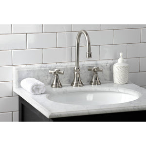 Millennium KS2988ZX Two-Handle 3-Hole Deck Mount Widespread Bathroom Faucet with Brass Pop-Up, Brushed Nickel