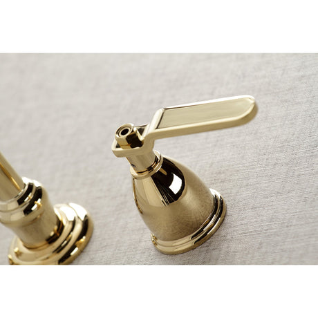 Whitaker KS3022KL Two-Handle 3-Hole Wall Mount Roman Tub Faucet, Polished Brass